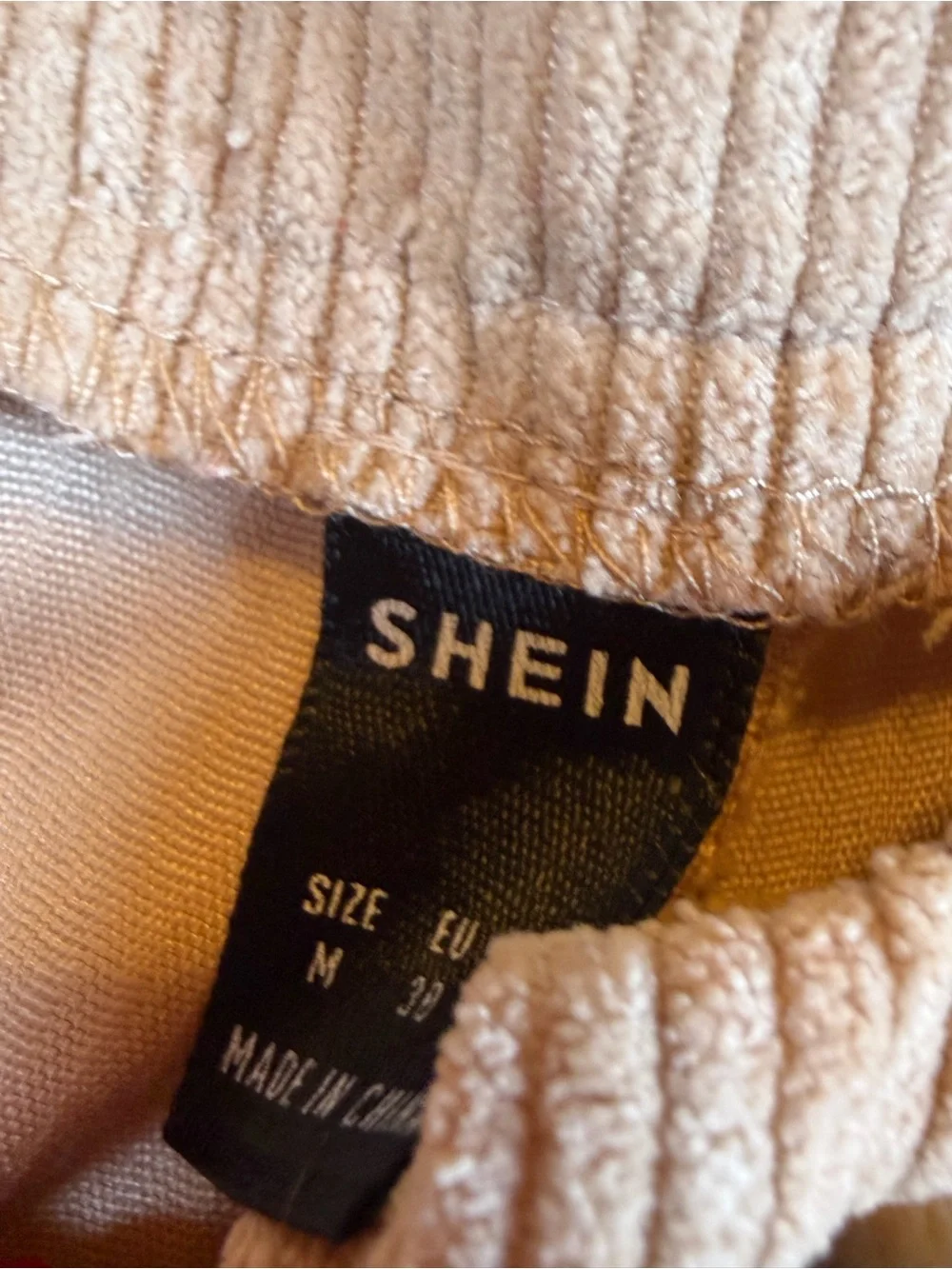 SHEIN Corduroy Straight-Leg Pants in Beige. Size M